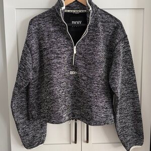DKNY Monochrome Textured Quarter-Zip Pullover-Brand New!